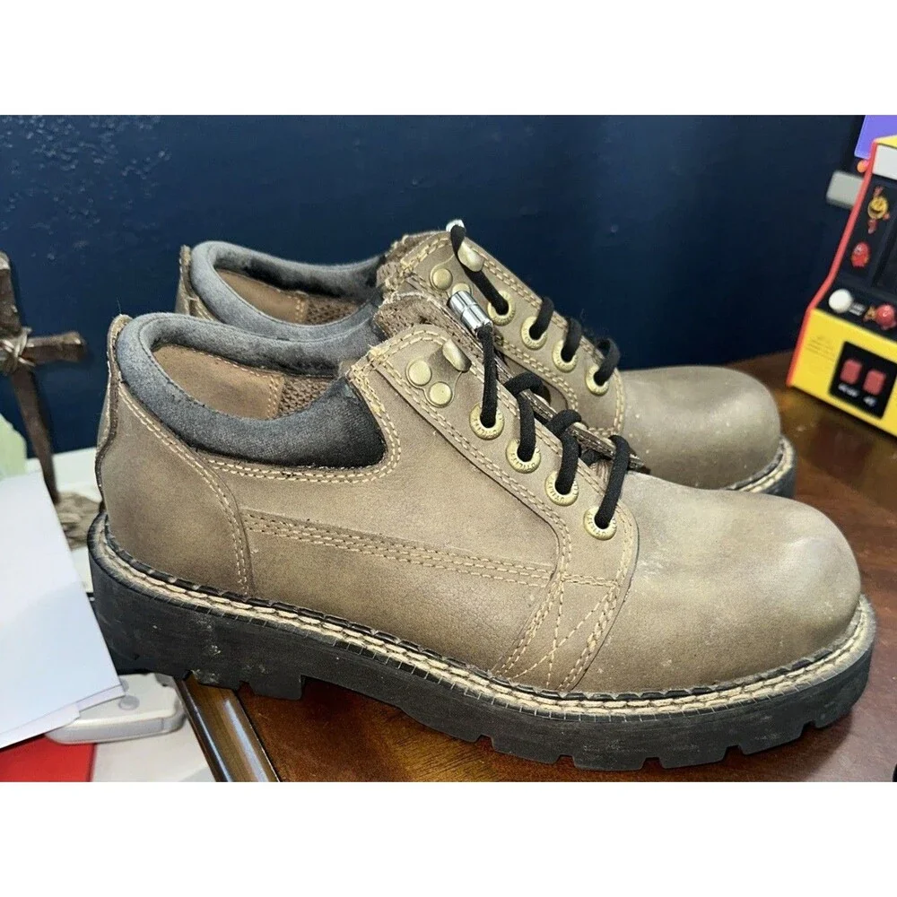 Mens Utility Steel Toe Work Shoes Size 9 Taupe